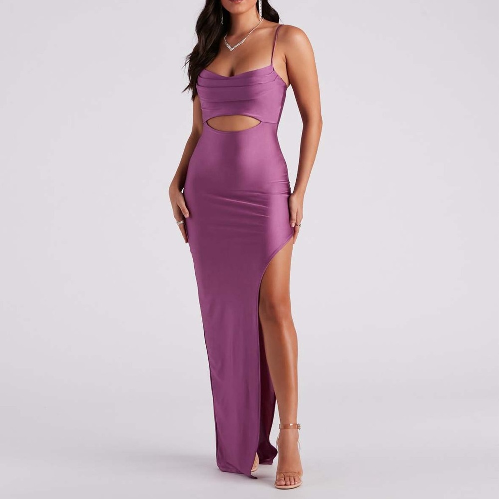 Windsor | Celia Formal Cutout Long Dress in Lavender